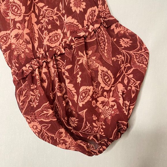 1.State Dress Large Burgundy Pink Floral Tunic Knee Length Fully Lined - Picture 8 of 10